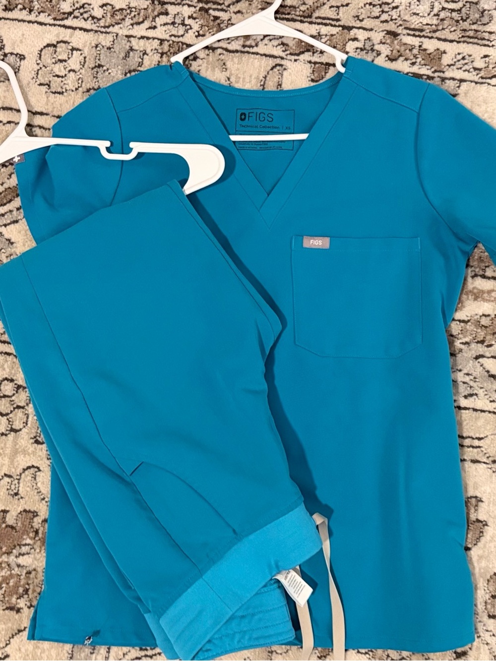 Figs Teal set XS top XSP pants